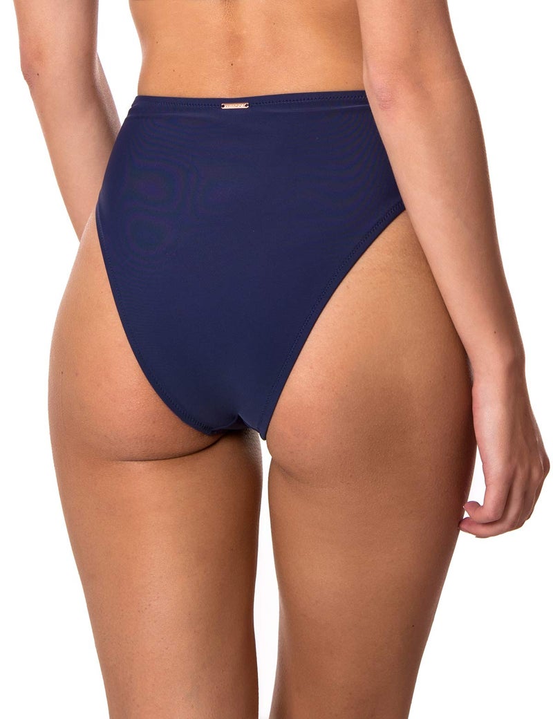 RELLECIGA Women's Navy Blue High Cut High Waisted Bikini Bottom Size Medium - Image 5